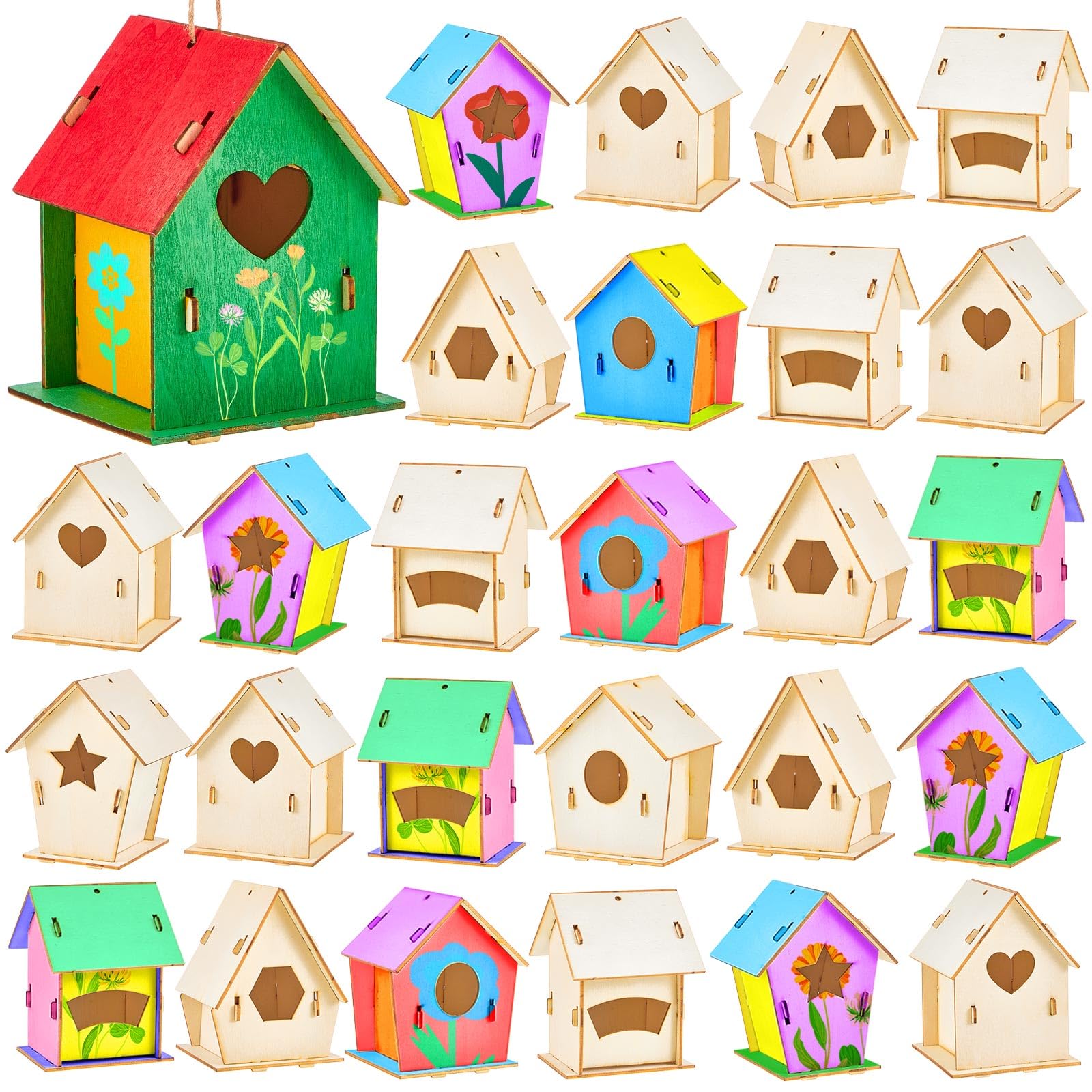 Amazon.co.jp: Juexica 木製巣箱 30個 未完成の木製鳥小屋 アート